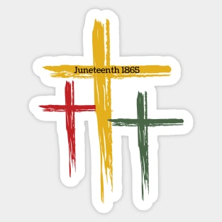 Black Christian Cross Juneteenth 1865 Sticker